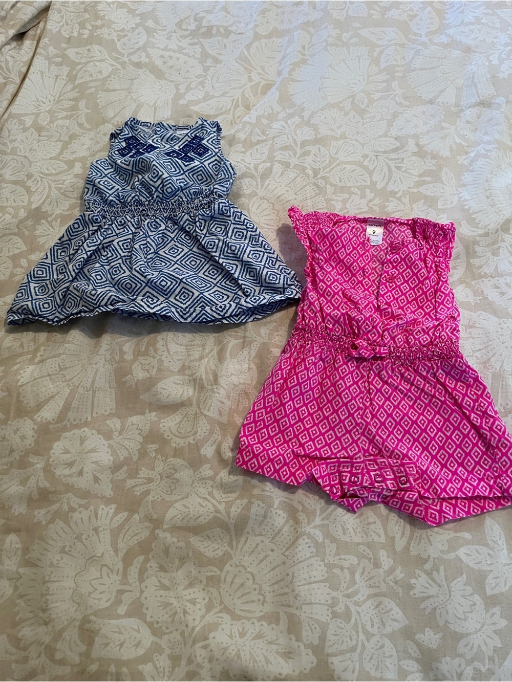 Carter's Pink and Navy Diamond Print Rompers (2 Pack)